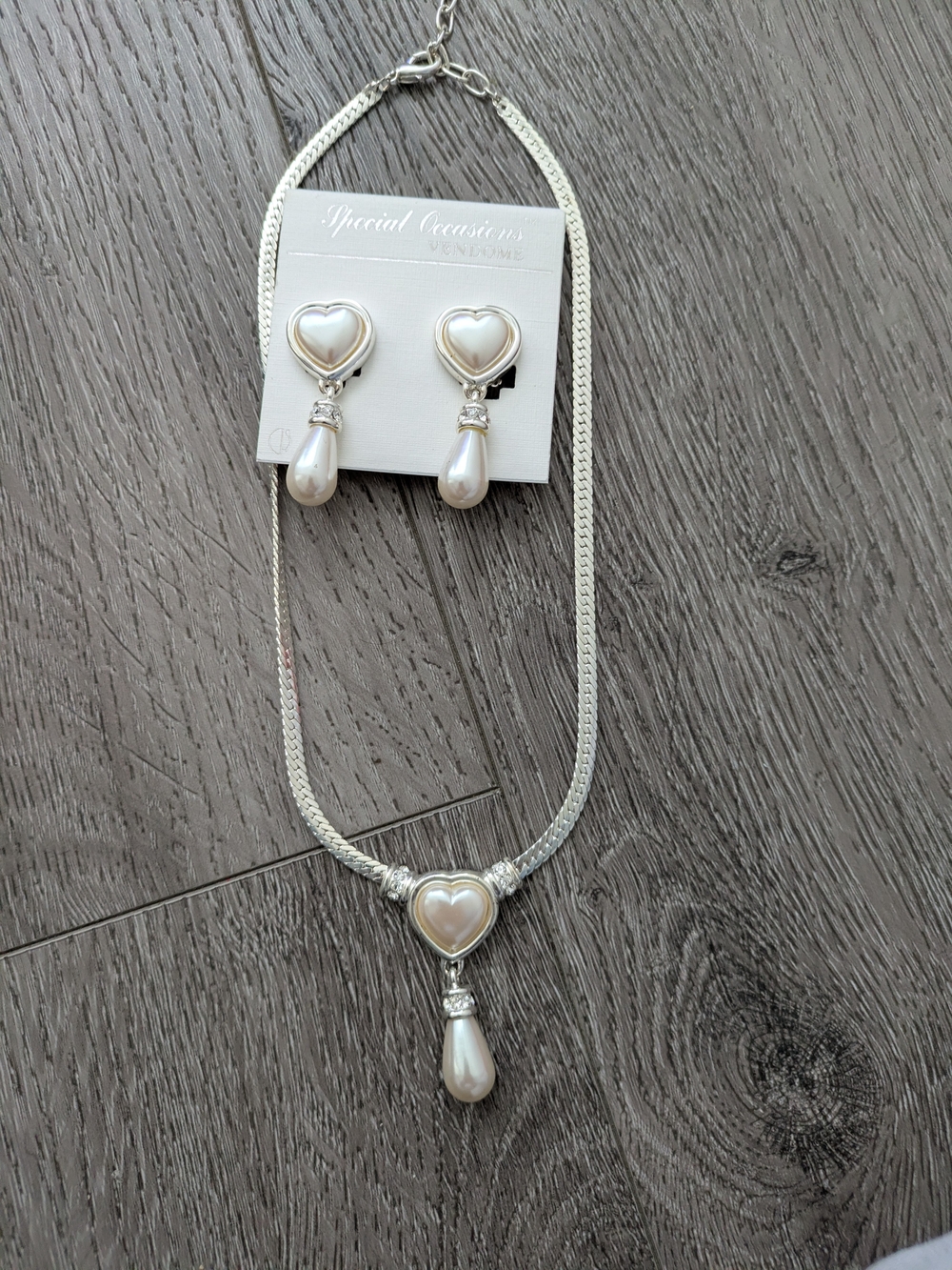 Vendome Special Occasions Pearl Heart Necklace & Earrings